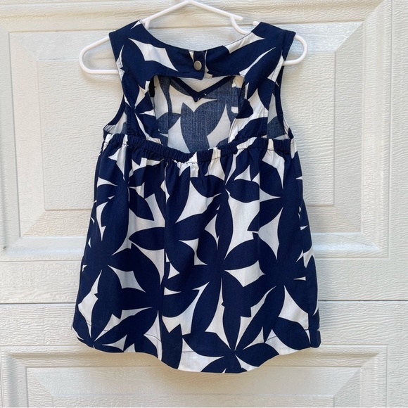 NWT 3T Old Navy top blouse peekaboo back navy and white print - Picture 10 of 10